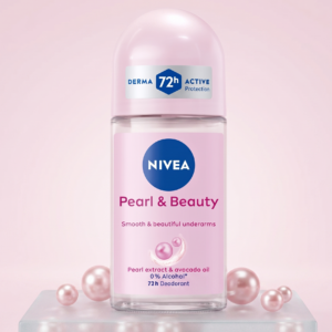 NIVEA Pearl and Beauty 50ml Deo Underarm Roll On | With Pearl Extracts & Avocado Oil | 72 H Long Lasting Floral Scent | 0% Alcohol and Dermat Approved | For Women